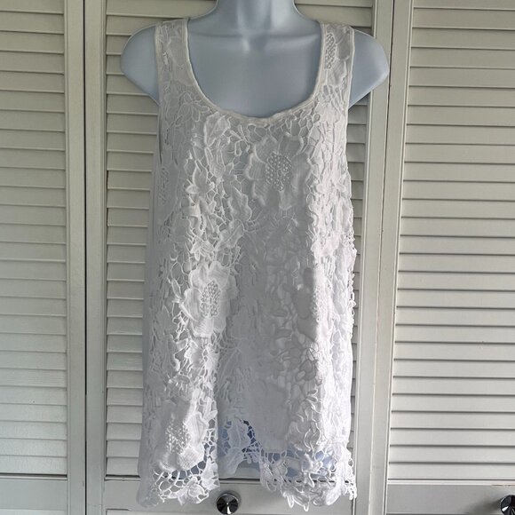 Cupio White Lace Tank Top with Lining XL, NWOT - Picture 1 of 3